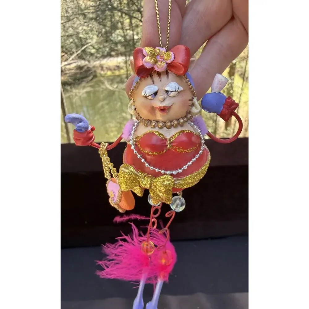 Vintage Katherines Collection Dangle Leg Fancy Cat Christmas Ornament Rare! -K2
